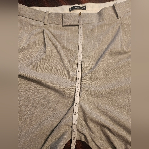 Mango MNG Gray White Pinstripe High Rise Wide Leg Pleated Trouser Womens Plus 18 - Picture 10 of 14